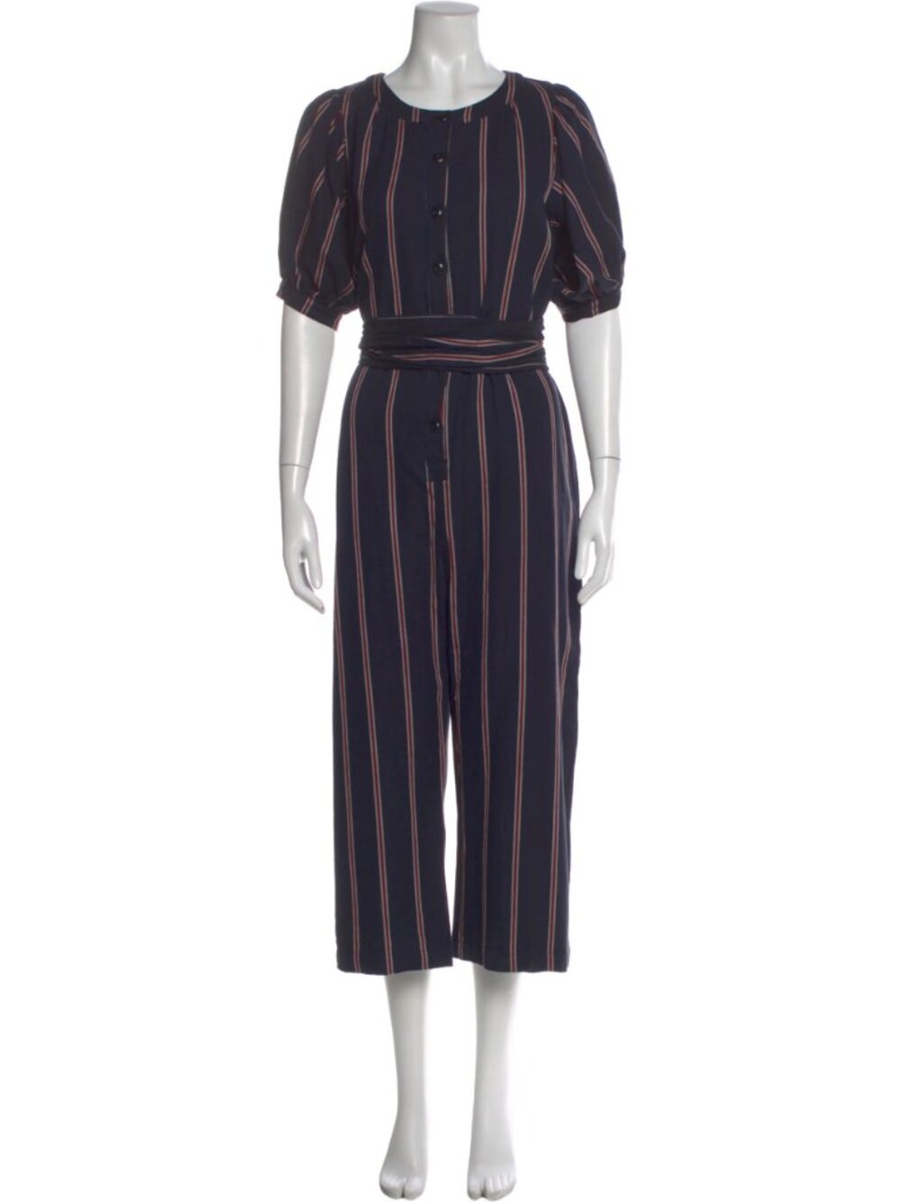 NEW The Great Navy Size S Striped Belted Jumpsuit with Pockets